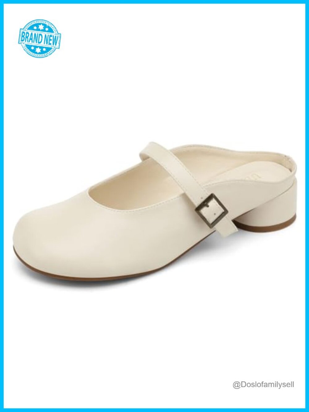 Mary Jane Mules Block Heel Slip On Dressy Office Shoes